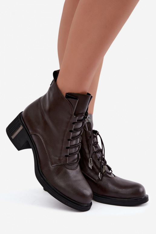 Gefütterte Stiefeletten aus Naturleder Klocke Vinceza 89161 in Schokoladenfarbe