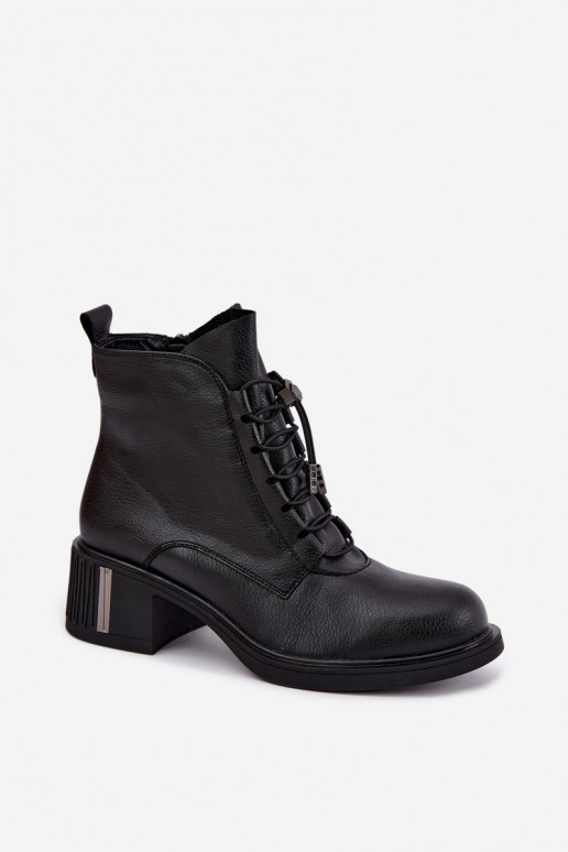Gefütterte Stiefeletten aus Naturleder Klocke Vinceza 89161 in schwarzer Farbe