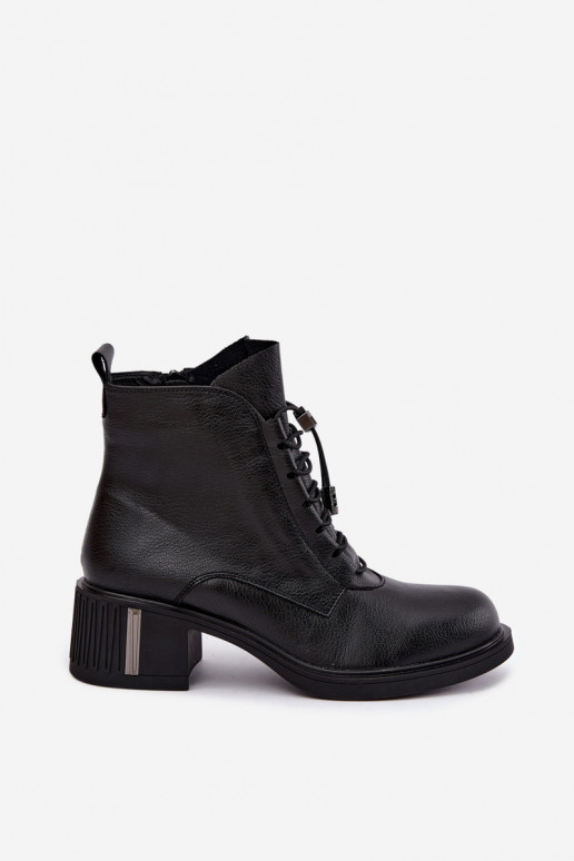 Gefütterte Stiefeletten aus Naturleder Klocke Vinceza 89161 in schwarzer Farbe