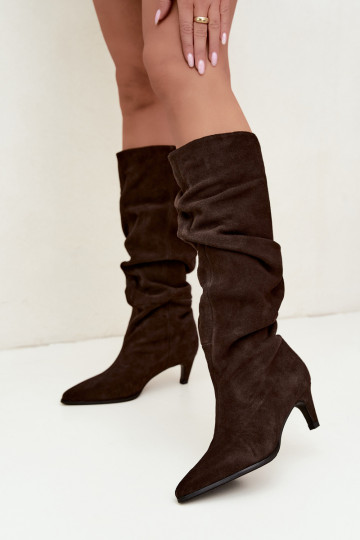 Haut aus INildleder Stiefel Slouchy sich Zuarm laufen mit Absätzen Vinceza 89167 CzekoladoZue 2