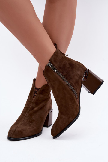 Faux-Suede warme Stiefeletten mit Absatz in brauner Farbe Laverelle 2