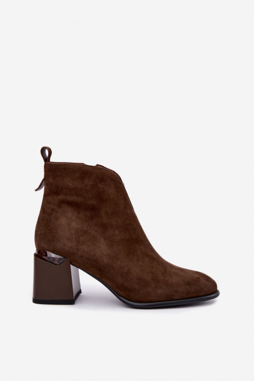 Faux-Suede warme Stiefeletten mit Absatz in brauner Farbe Laverelle