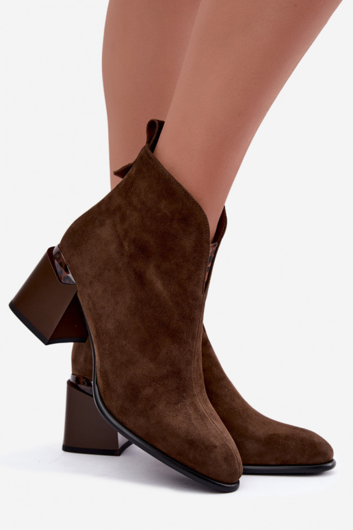 Faux-Suede warme Stiefeletten mit Absatz in brauner Farbe Laverelle