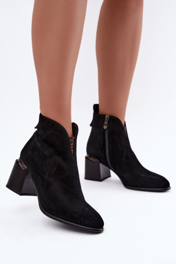 Faux-Suede warme Stiefeletten mit Absatz in schwarzer Farbe Laverelle 2
