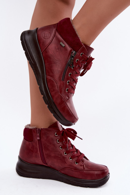 Damen gefütterte Stiefeletten mit Fell innen in Bordeauxfarbe Parvella