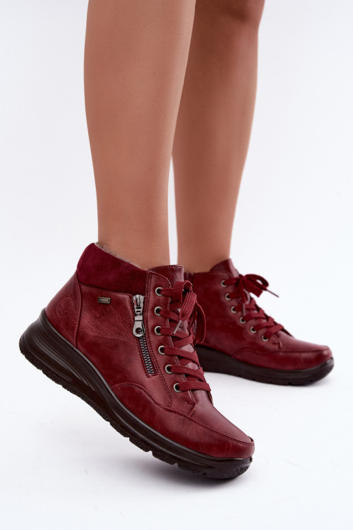 Damen gefütterte Stiefeletten mit Fell innen in Bordeauxfarbe Parvella