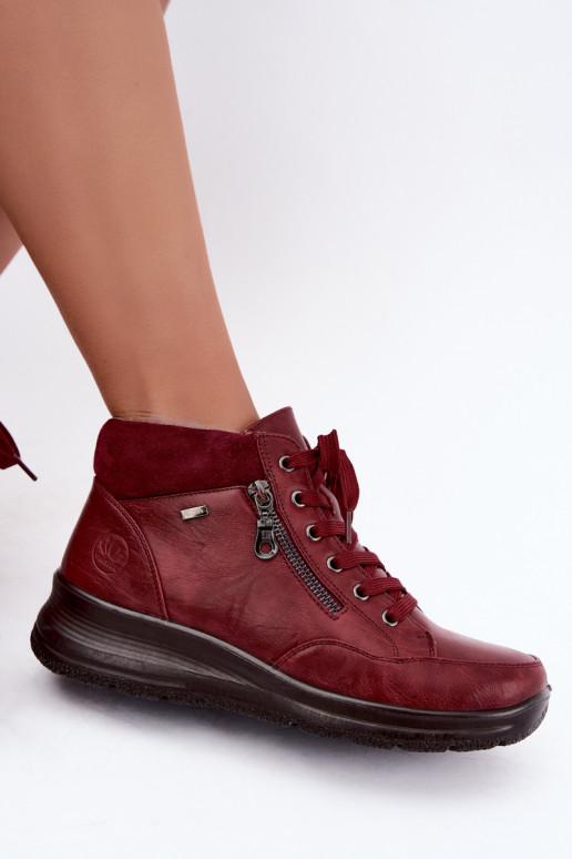 Damen gefütterte Stiefeletten mit Fell innen in Bordeauxfarbe Parvella