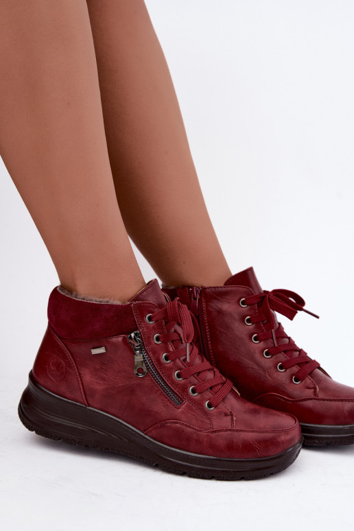 Damen gefütterte Stiefeletten mit Fell innen in Bordeauxfarbe Parvella
