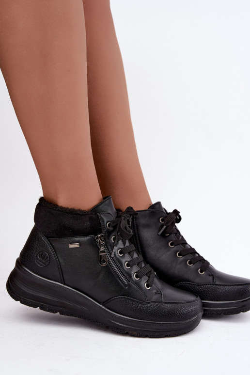 Damen gefütterte Stiefeletten mit Fell innen in schwarzer Farbe Parvella