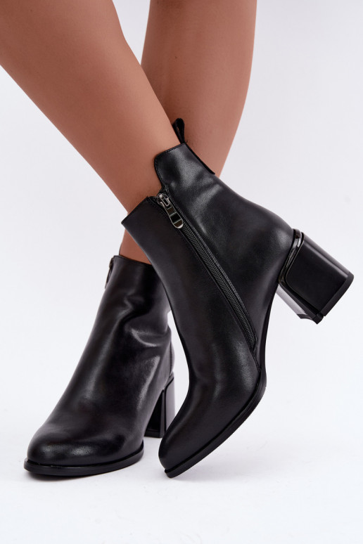 Stiefeletten aus Kunstleder für Damen mit Absatz, gefüttert, schwarz Kirella