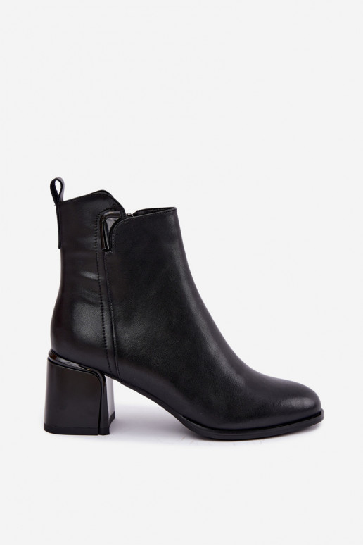 Stiefeletten aus Kunstleder für Damen mit Absatz, gefüttert, schwarz Kirella
