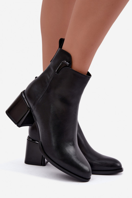 Stiefeletten aus Kunstleder für Damen mit Absatz, gefüttert, schwarz Kirella