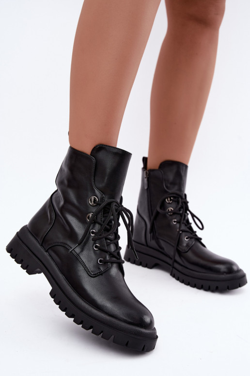 Stiefeletten aus Kunstleder für Damen, gefüttert, schwarz, für die Arbeit Amarelle