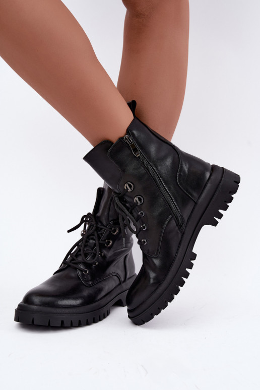 Stiefeletten aus Kunstleder für Damen, gefüttert, schwarz, für die Arbeit Amarelle