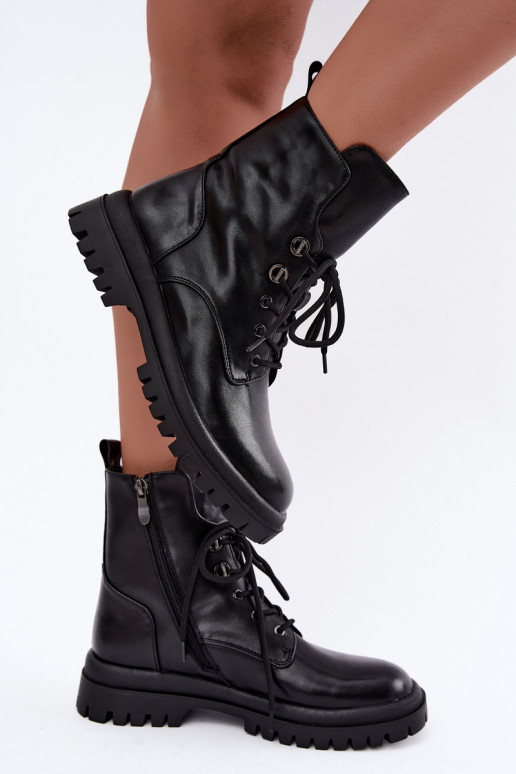 Stiefeletten aus Kunstleder für Damen, gefüttert, schwarz, für die Arbeit Amarelle