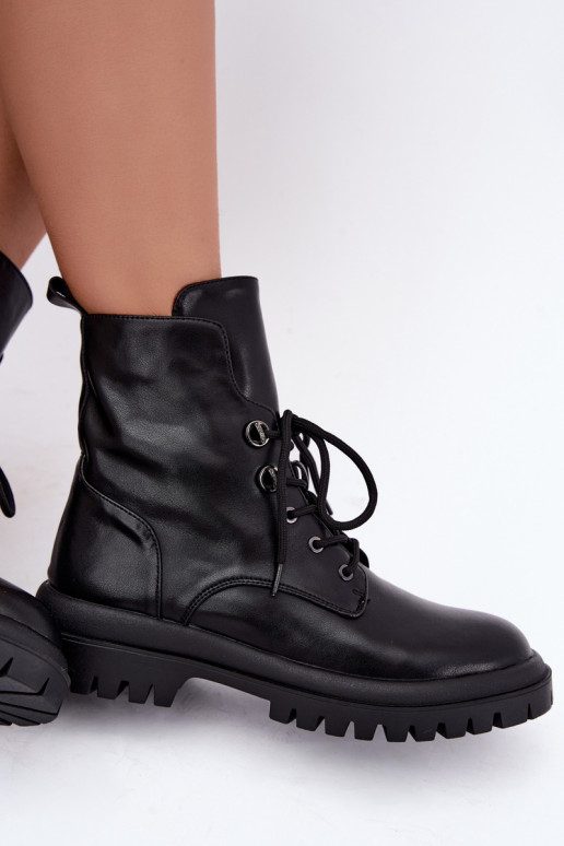 Stiefeletten aus Kunstleder für Damen, gefüttert, schwarz, für die Arbeit Amarelle