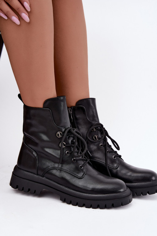 Stiefeletten aus Kunstleder für Damen, gefüttert, schwarz, für die Arbeit Amarelle