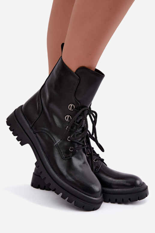 Stiefeletten aus Kunstleder für Damen, gefüttert, schwarz, für die Arbeit Amarelle