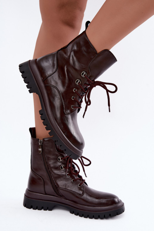 Stiefeletten aus Kunstleder für Damen, gefüttert, burgunderfarben, für die Arbeit Amarelle