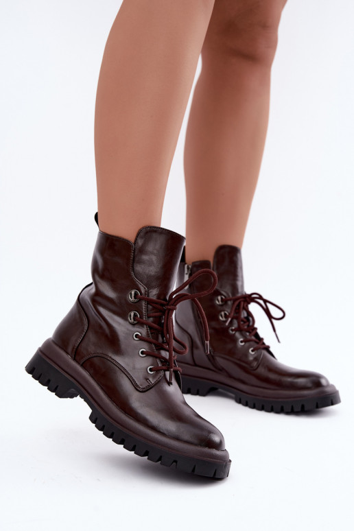 Stiefeletten aus Kunstleder für Damen, gefüttert, burgunderfarben, für die Arbeit Amarelle
