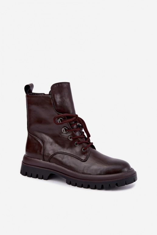 Stiefeletten aus Kunstleder für Damen, gefüttert, burgunderfarben, für die Arbeit Amarelle