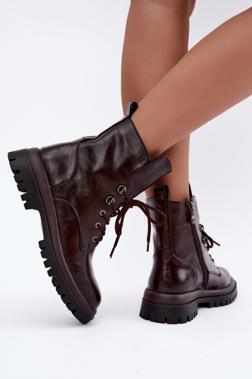Stiefeletten aus Kunstleder für Damen, gefüttert, burgunderfarben, für die Arbeit Amarelle