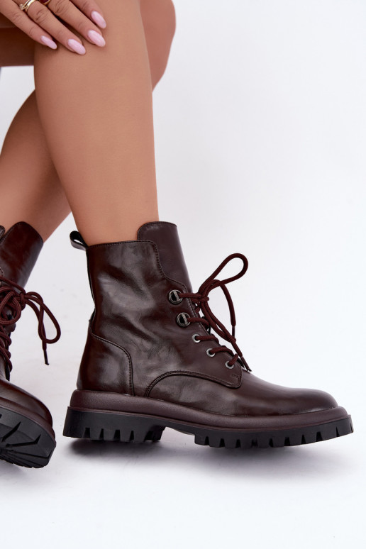 Stiefeletten aus Kunstleder für Damen, gefüttert, burgunderfarben, für die Arbeit Amarelle