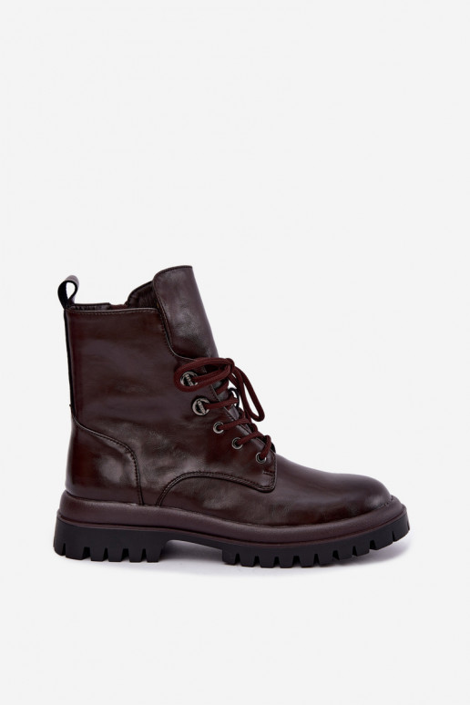 Stiefeletten aus Kunstleder für Damen, gefüttert, burgunderfarben, für die Arbeit Amarelle