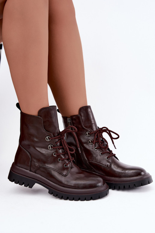 Stiefeletten aus Kunstleder für Damen, gefüttert, burgunderfarben, für die Arbeit Amarelle