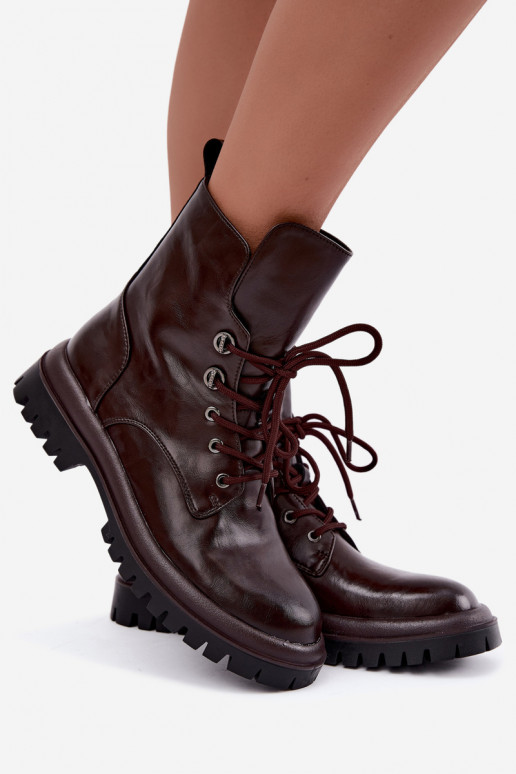 Stiefeletten aus Kunstleder für Damen, gefüttert, burgunderfarben, für die Arbeit Amarelle