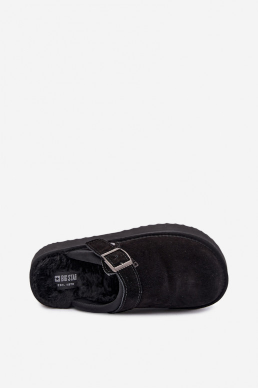 Schneestiefel aus Kunstveloursleder in Schwarz mit Plattform und Schnallen Big Star UU274698