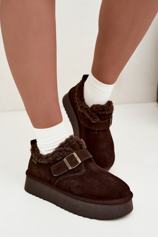 Schneestiefel aus Kunstveloursleder mit Plattform Big Star UU274319 CzekoladoĮe
