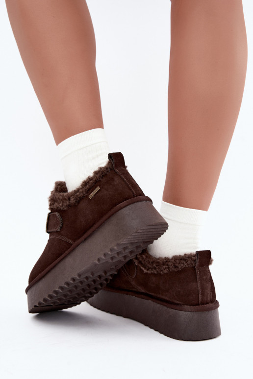 Schneestiefel aus Kunstveloursleder mit Plattform Big Star UU274319 CzekoladoĮe