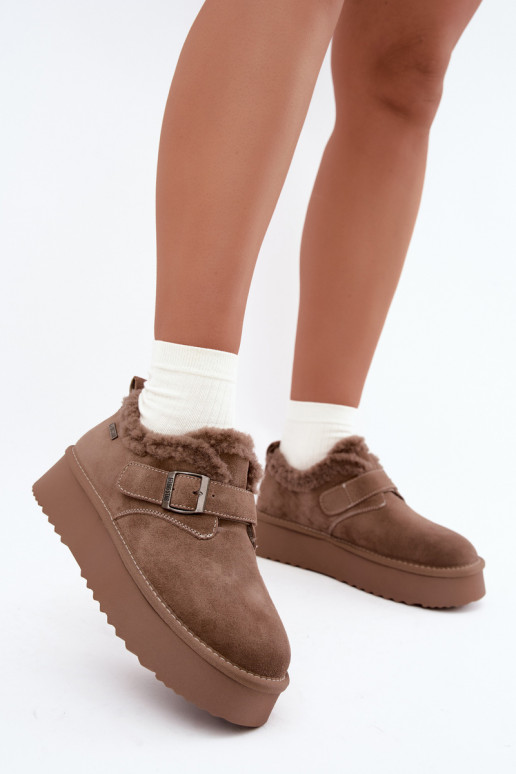 Schneestiefel aus Kunstveloursleder in Sandfarbe mit Plattform Big Star UU274318