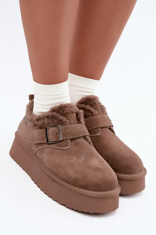Schneestiefel aus Kunstveloursleder in Sandfarbe mit Plattform Big Star UU274318