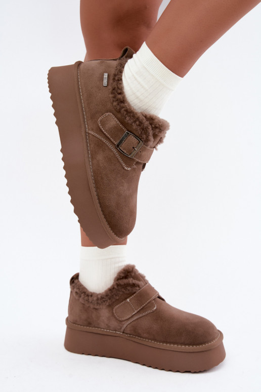 Schneestiefel aus Kunstveloursleder in Sandfarbe mit Plattform Big Star UU274318