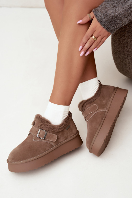 Schneestiefel aus Kunstveloursleder in Sandfarbe mit Plattform Big Star UU274318
