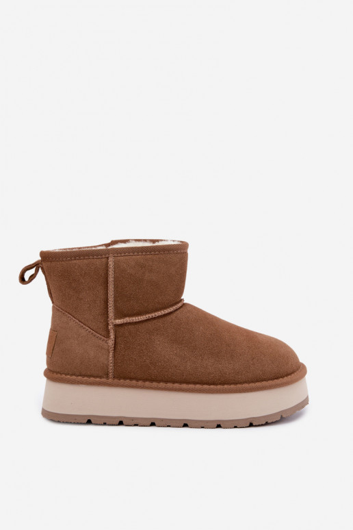 Schneestiefel aus Kunstveloursleder in Braun mit Fell innen Big Star UU274692