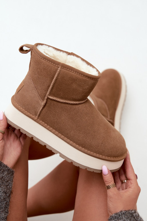 Schneestiefel aus Kunstveloursleder in Braun mit Fell innen Big Star UU274692