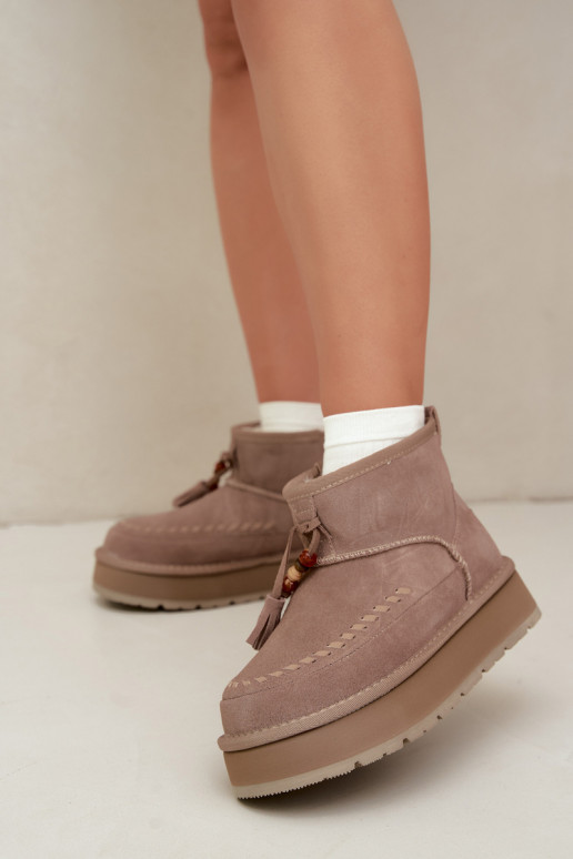 Schneestiefel aus Kunstveloursleder in Sandfarbe Big Star UU274679