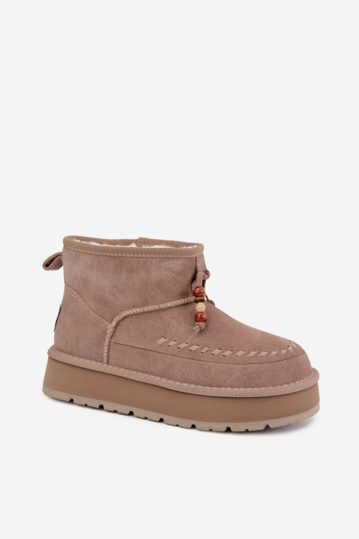 Schneestiefel aus Kunstveloursleder in Sandfarbe Big Star UU274679