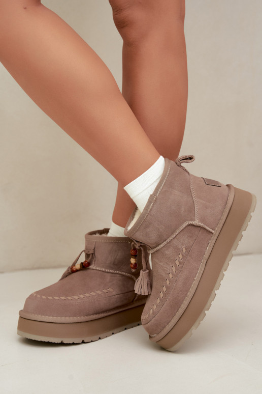 Schneestiefel aus Kunstveloursleder in Sandfarbe Big Star UU274679