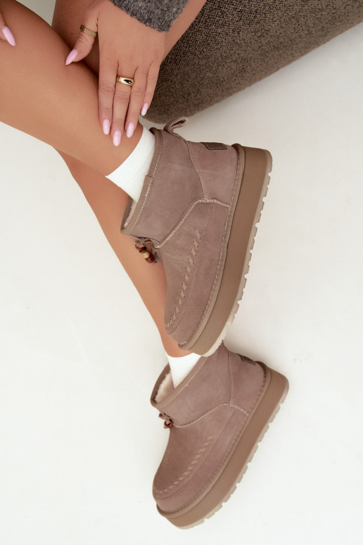Schneestiefel aus Kunstveloursleder in Sandfarbe Big Star UU274679