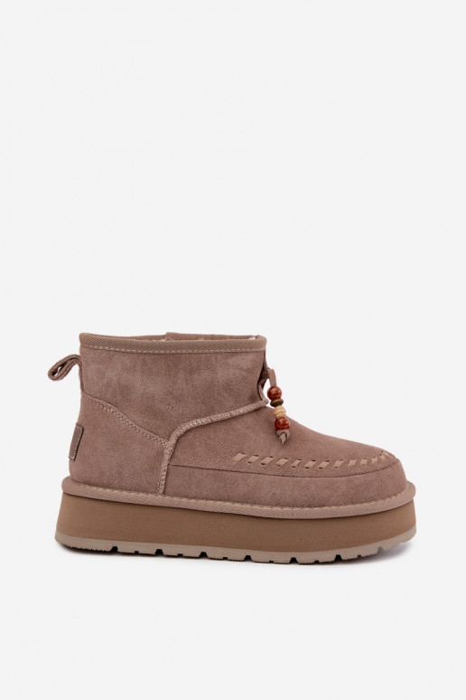Schneestiefel aus Kunstveloursleder in Sandfarbe Big Star UU274679