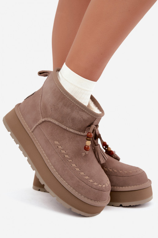 Schneestiefel aus Kunstveloursleder in Sandfarbe Big Star UU274679