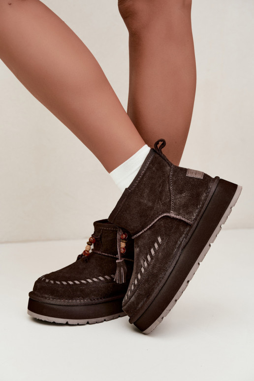 Faux-Suede Schneestiefel Big Star UU274678 in Schokoladenfarbe