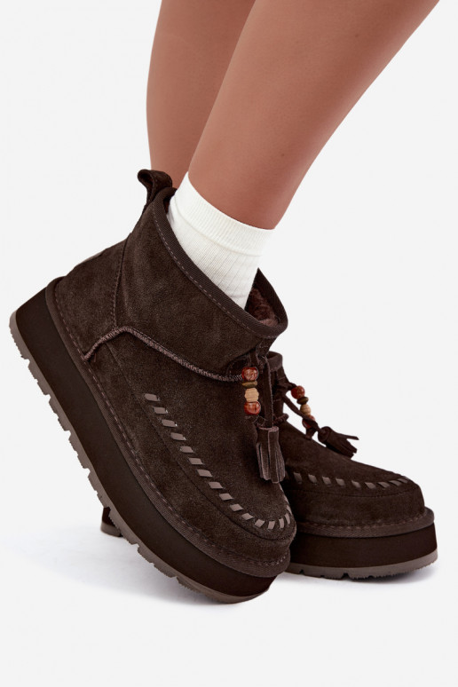 Faux-Suede Schneestiefel Big Star UU274678 in Schokoladenfarbe