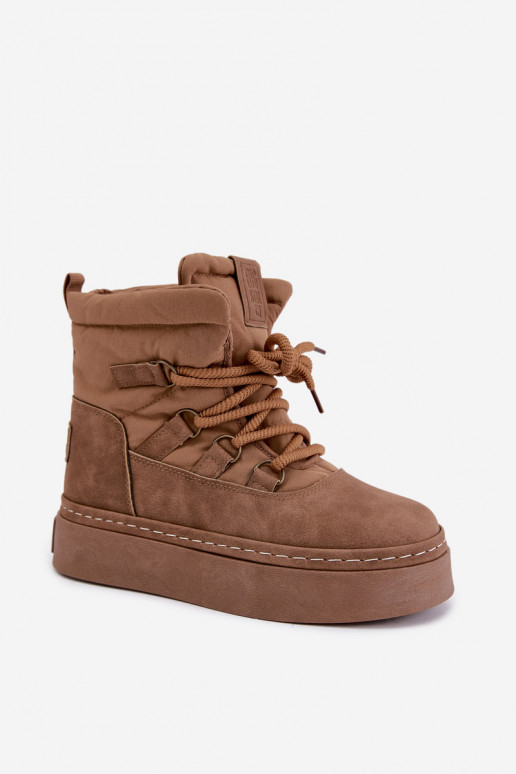 Schnürstiefel für den Winter mit Plateau Big Star UU274190 in brauner Farbe