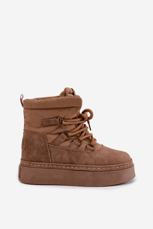 Schnürstiefel für den Winter mit Plateau Big Star UU274190 in brauner Farbe