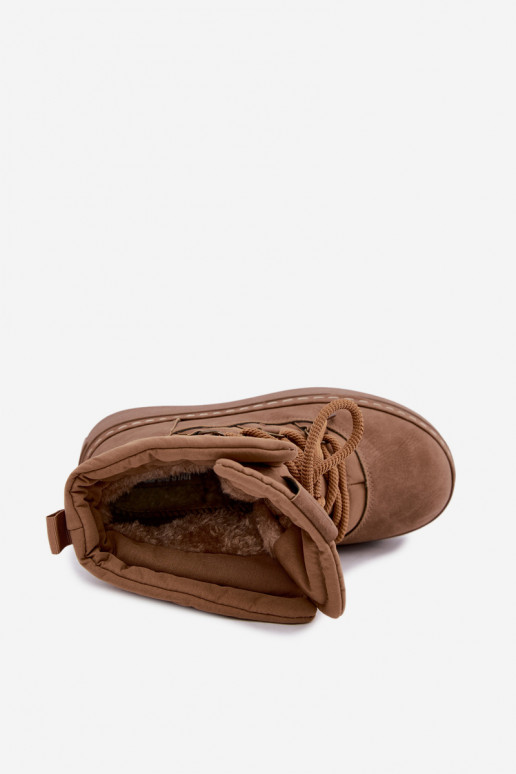 Schnürstiefel für den Winter mit Plateau Big Star UU274190 in brauner Farbe